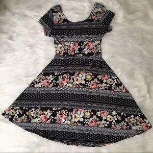 Floral skater dress w/ X back